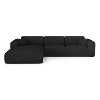 Sofa links hoek cabrio dunlopillo 5 zits bouclette zwart