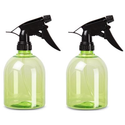 Plasticforte Plantenspuit - 2x - 500 ml - transparant groen - verstuiver - 18 cm - kunststof