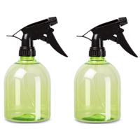 Plasticforte Plantenspuit - 2x - 500 ml - transparant groen - verstuiver - 18 cm - kunststof