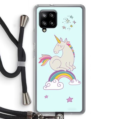 Regenboog eenhoorn: Samsung Galaxy A42 5G Transparant Hoesje met koord