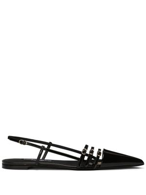 Dolce & Gabbana ballerines en cuir à fini verni - Noir