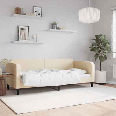 Slaapbank 80x200 cm stof crmekleurig