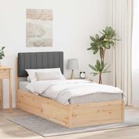 Bedframe met Gevoerd Hoofdgedeelte Donkergrijs 90 x 190 cm