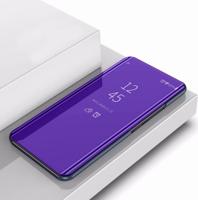 Plating spiegel links en rechts Flip cover met beugel holster voor iPhone 11 Pro (paars blauw)