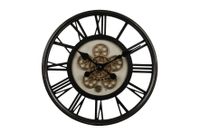 Wandklok ope uurwerk 54,5x7cm antic zwart - thumbnail