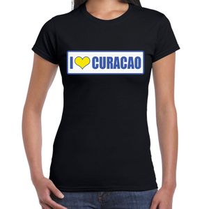 I love Curacao landen t-shirt zwart dames