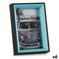 Fotolijsten Gift Decor Blauw Zwart Kristal Hout MDF (6 Stuks)