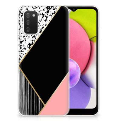 Samsung Galaxy A03S | TPU Hoesje | Zwart Roze Vormen