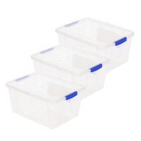 3x stuks opslagboxen/bakken/organizers met deksel 16 liter 40 x 30 x 21 cm transparant plastic - thumbnail