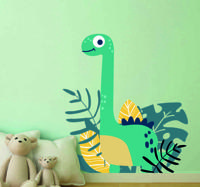Muurstickers baby dinosaurus en planten