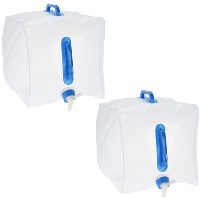 Jerrycan/watertank met kraan - 2x - opvouwbaar - 20 liter - outdoor/kamperen