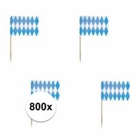 800x Cocktailprikkers blauw/witte ruit
