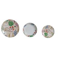 Serviesset DKD Home Decor Multicolour Porselein Blommor Stads 27 x 27 x 3 cm 18 Onderdelen (18 pcs)