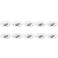 Spot Armatuur 10 Pack - Pragmi Uranio Pro - GU10 Inbouwspot - Rond - Wit - Aluminium - Kantelbaar - Ø82mm