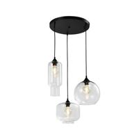 QUVIO Hanglamp glas 3-lichts rond zwart - QUV5125L-BLACK - thumbnail