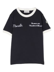 Moncler Enfant t-shirt en coton à logo brodé - Bleu