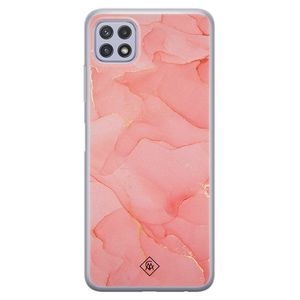 Samsung Galaxy A22 5G siliconen hoesje - Marmer roze