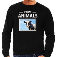 Koeien sweater / trui met dieren foto farm animals zwart voor heren - thumbnail