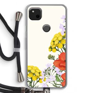 Wilde bloemen: Pixel 4a Transparant Hoesje met koord