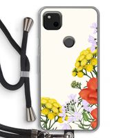 Wilde bloemen: Pixel 4a Transparant Hoesje met koord
