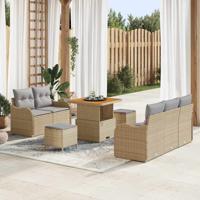 Tuinbankenset met kussen 8 pcs Beige poly rattan