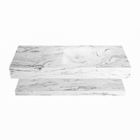 MONDIAZ ALAN-DLUX 110cm planchet Glace. Vrijhangende wastafel CLOUD rechts zonder kraangat, kleur Glace.