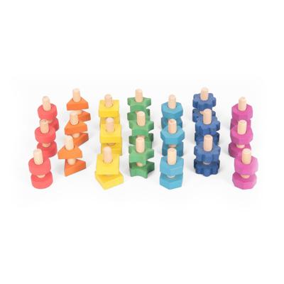 Tickit Houten Moeren & Bouten regenboog 21 stuks