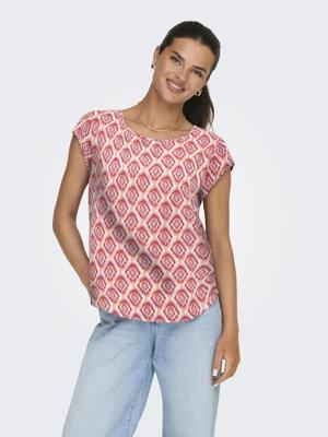 Only Onlvic S/s Aop Top Noos Wvn 15161116 T-shirt Korte Mouw 4966159 Equestrian Red Warm Tiles