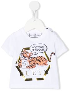 Philipp Plein Junior t-shirt à imprimé tigre - Blanc