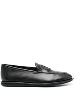 Giorgio Armani logo-embroidered leather loafers - Noir - thumbnail