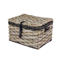 Mand Dijon Small rotan grijs/zwart met Deksel Mand Dijon Small rotan grijs/zwart met Deksel