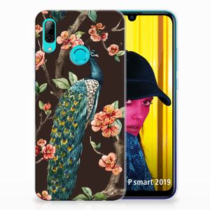 Huawei P Smart 2019 TPU Hoesje Pauw met Bloemen