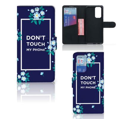 OnePlus 9 Pro Portemonnee Hoesje Flowers Blue DTMP OnePlus 9 Pro Portemonnee Hoesje Flowers Blue DTMP