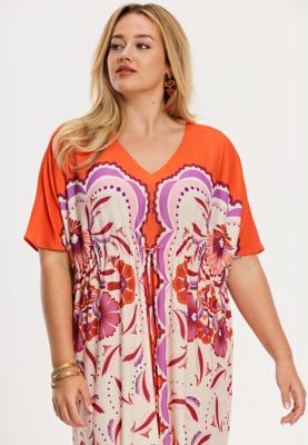 Yoek Maxi-jurk FLAMINGO | Oranje | Maat 54/56 Yoek Maxi-jurk FLAMINGO | Oranje | Maat 54/56