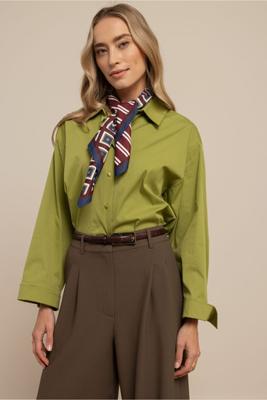 Erina poplin blouse - dark lime - 13478