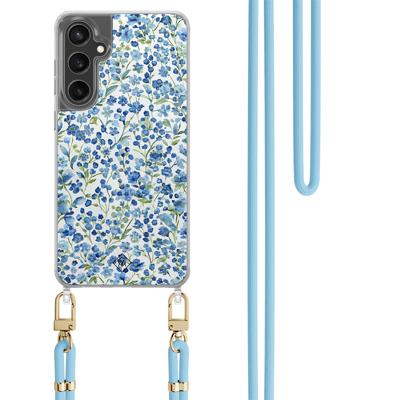 Samsung Galaxy S24 FE hoesje met blauw koord - Vintage blue garden