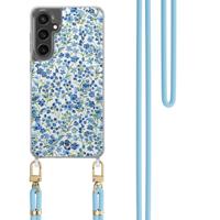 Samsung Galaxy S24 FE hoesje met blauw koord - Vintage blue garden