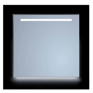 Spiegel Sanicare Q-Mirrors 90x70 cm Vierkant Met Aan De Bovenkant & Onderzijde LED Warm White, Omlijsting Aluminium incl. ophangmateriaal Zonder