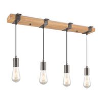 Light depot - hanglamp Denton 4L hout / burned metal - Outlet