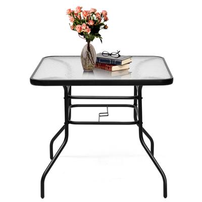 Patio Table Rechthoekige Salontafel met Tafelblad Bistrotafel Tuintafel Zwart Glazen Tafel