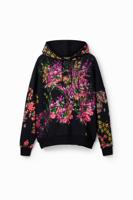 Oversized sweatshirt met bloemen - BLACK - S