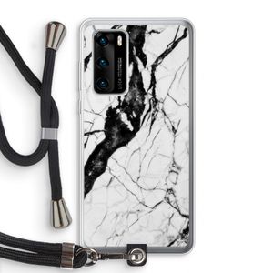 Witte marmer 2: Huawei P40 Transparant Hoesje met koord