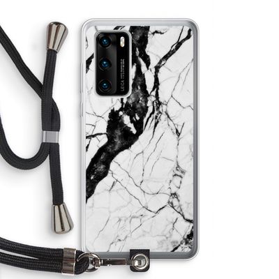 Witte marmer 2: Huawei P40 Transparant Hoesje met koord