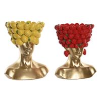 Vaas Home ESPRIT Geel Rood Hars Gouden Modern Fruit 28 x 17 x 35 cm (2 Stuks)