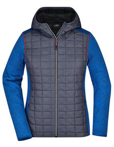 James & Nicholson JN771 Ladies´ Knitted Hybrid Jacket - Royal-Melange/Anthracite-Melange - S