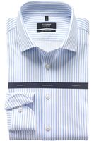 OLYMP SIGNATURE Soft Business Tailored Fit Jersey shirt wit/blauw, Gestreept - thumbnail