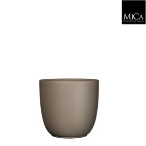 Tusca pot rond taupe mat h18,5xd19,5 cm - Mica decorations