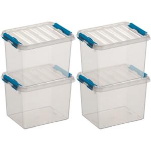 12x sunware q-line opberg box/opbergdoos - 3 liter - 20 x 15 x 14 cm - kunststof - transparant