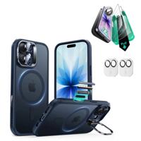 iPhone 17 Bundle Classic Hybrid Magnetic Case (Camera Control, Stash Stand) and Armorite Screen Protector - Frosted Blue