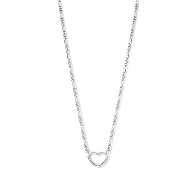 Ketting Open Hartje-Figaro zilver 40-4 5 cm